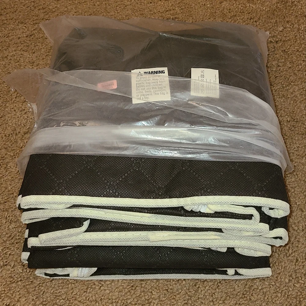 Set of 5 Brown Non-Woven Fabric Storage Bag with Clear Window